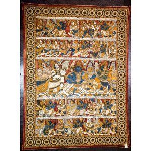 Traditional Vegetable Dye Indian Epic on Cotton Fabric